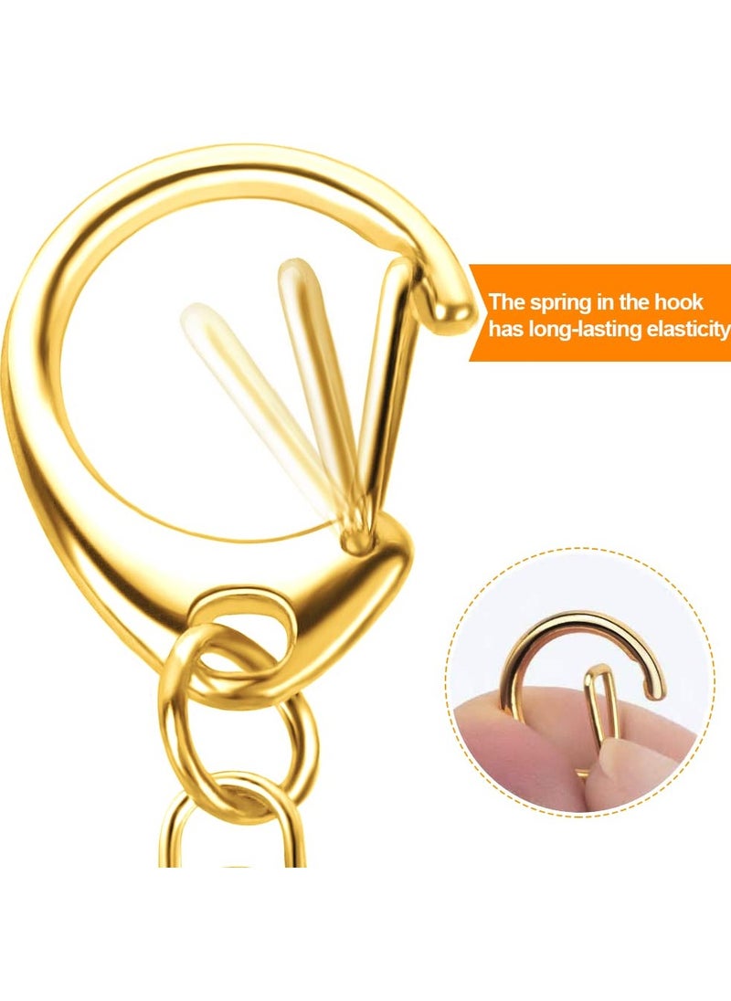 SYOSI - 50 Pcs Snap Hook Key Accessories Ring with Chain Maveek Keychain Rings for Lanyard Crafts Metal DIY Silvery Clasps Bulk Gold D Lobster Clamp Parts Open Jump Connector Kit Jewelry - Image 1