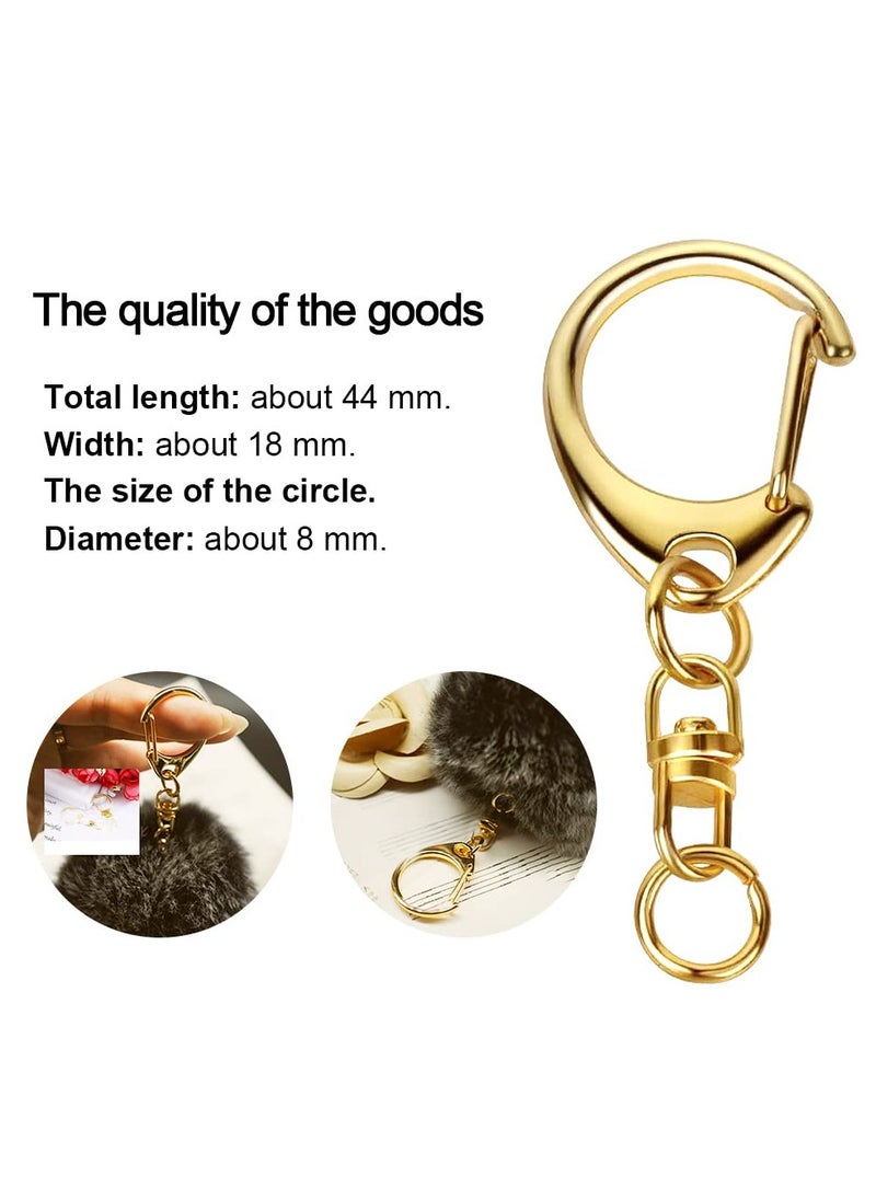 SYOSI - 50 Pcs Snap Hook Key Accessories Ring with Chain Maveek Keychain Rings for Lanyard Crafts Metal DIY Silvery Clasps Bulk Gold D Lobster Clamp Parts Open Jump Connector Kit Jewelry - Image 1