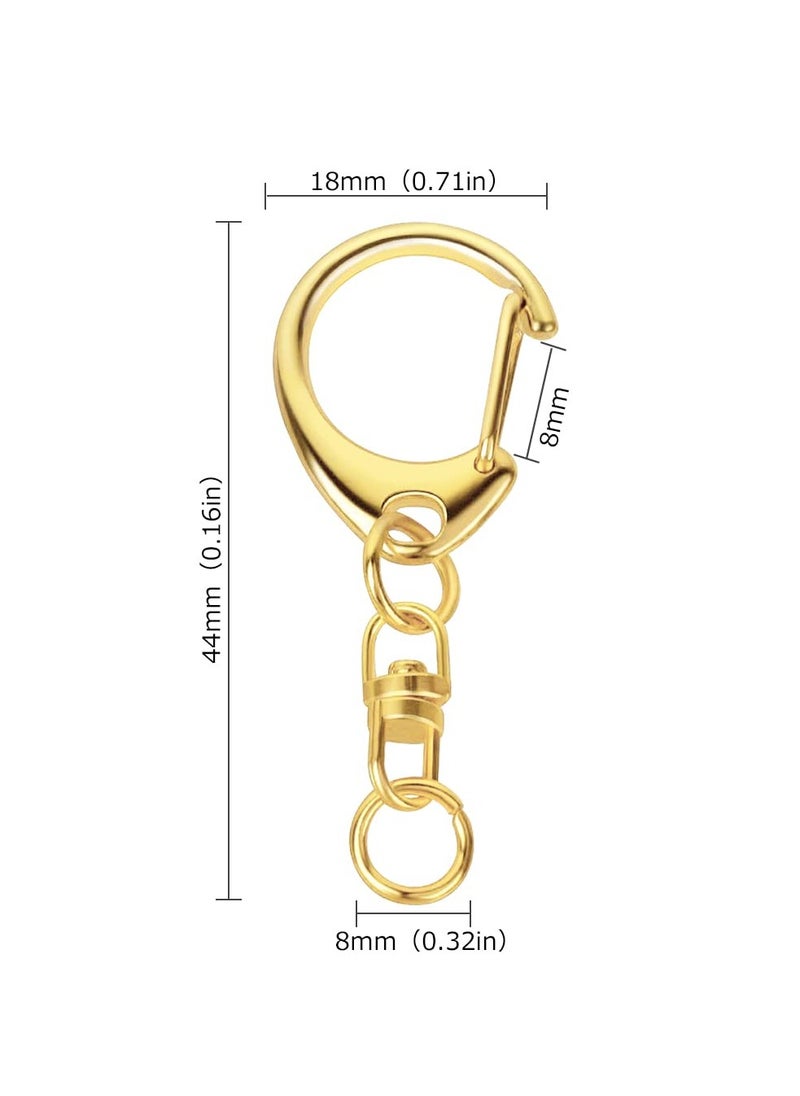 SYOSI - 50 Pcs Snap Hook Key Accessories Ring with Chain Maveek Keychain Rings for Lanyard Crafts Metal DIY Silvery Clasps Bulk Gold D Lobster Clamp Parts Open Jump Connector Kit Jewelry - Image 1