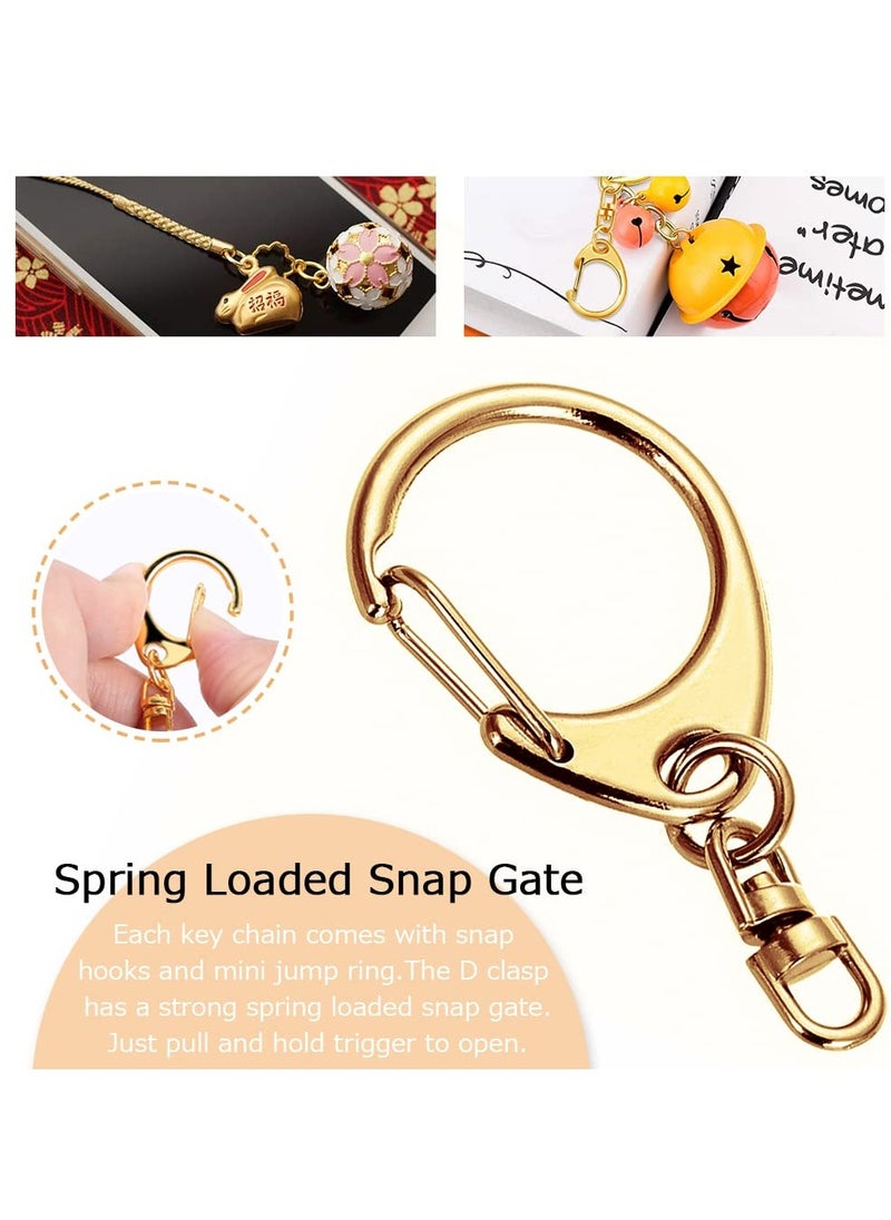 SYOSI - 50 Pcs Snap Hook Key Accessories Ring with Chain Maveek Keychain Rings for Lanyard Crafts Metal DIY Silvery Clasps Bulk Gold D Lobster Clamp Parts Open Jump Connector Kit Jewelry - Image 1