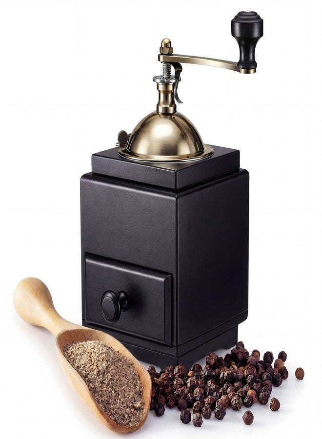 Singhoow Manual Pepper Mill Grinder 7.48 x 4.06 x 4.06 Inches, Black Pepper Grinder Mill with Crank Handle Wood Spice Tool for Home and Kitchen - Image 1