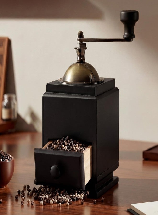 Singhoow Manual Pepper Mill Grinder 7.48 x 4.06 x 4.06 Inches, Black Pepper Grinder Mill with Crank Handle Wood Spice Tool for Home and Kitchen - Image 3