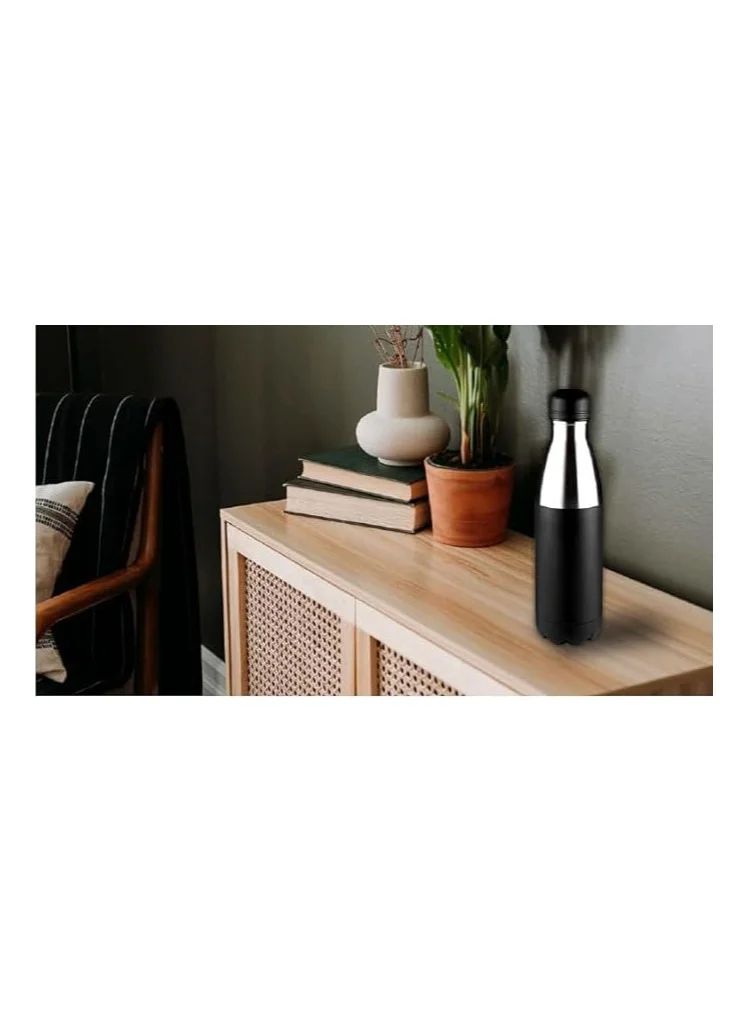 Hans Larsen Stainless steel water bottle Classic double walled vacuum insulated water bottle Leak proof 500 ML Black