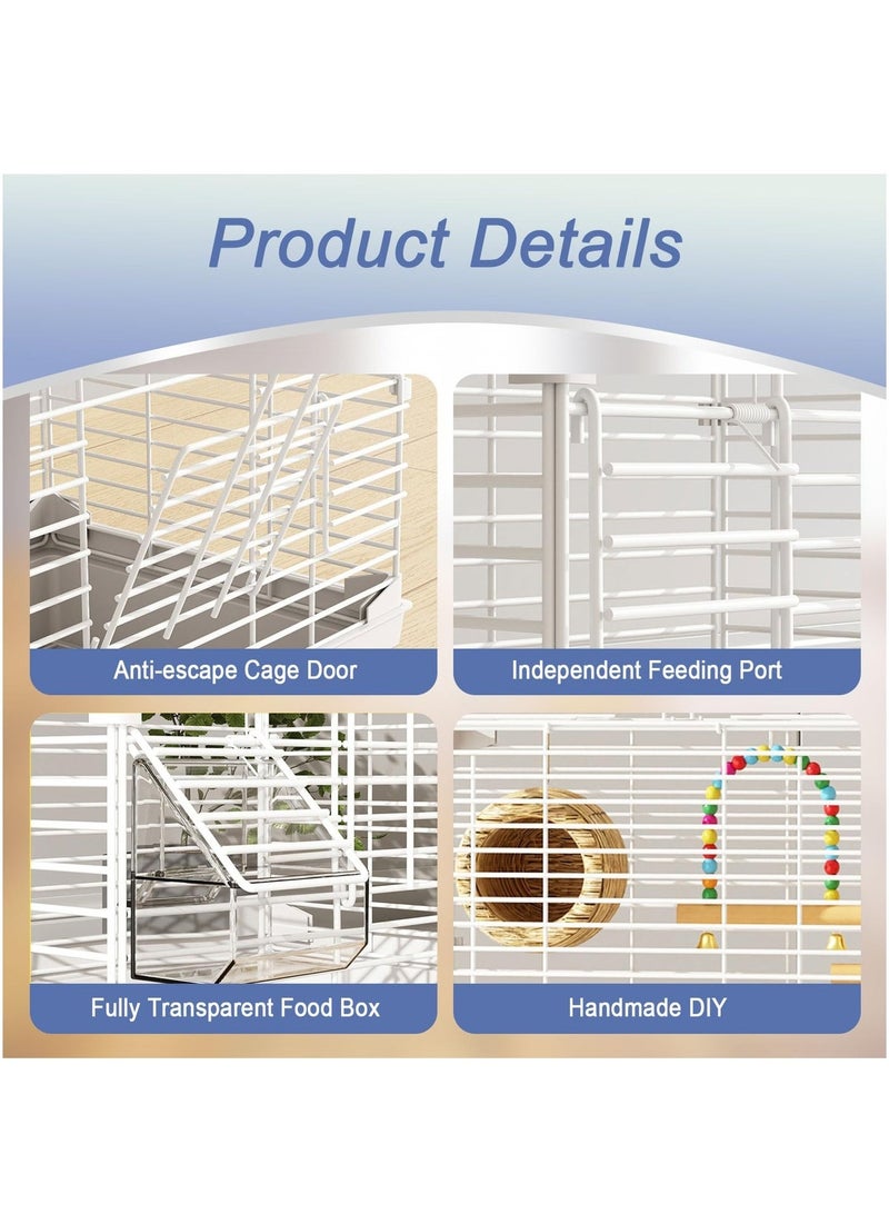 WALALLA Luxury Bird Mansion Cage Premium Avairy with Stand, Swing, Frosted Perches, Bath Tub, Nest Box, Transparent Breeding Cage, Feeder Bowls  Complete Accessories Ultimate Habitat for Parrots, Canaries Pet Birds - Image 5