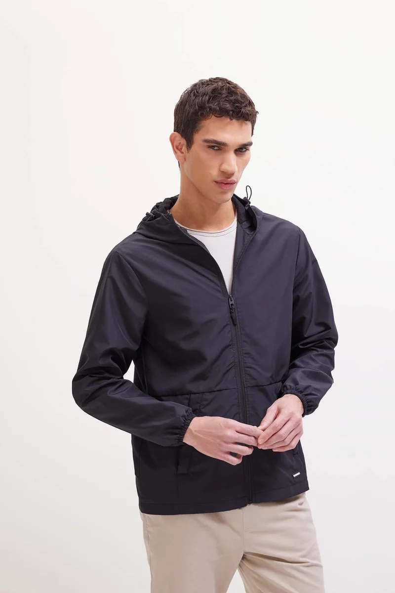 ديفاكتو Double Sided Slim Fit Hooded Zippered Waterproof Jacket