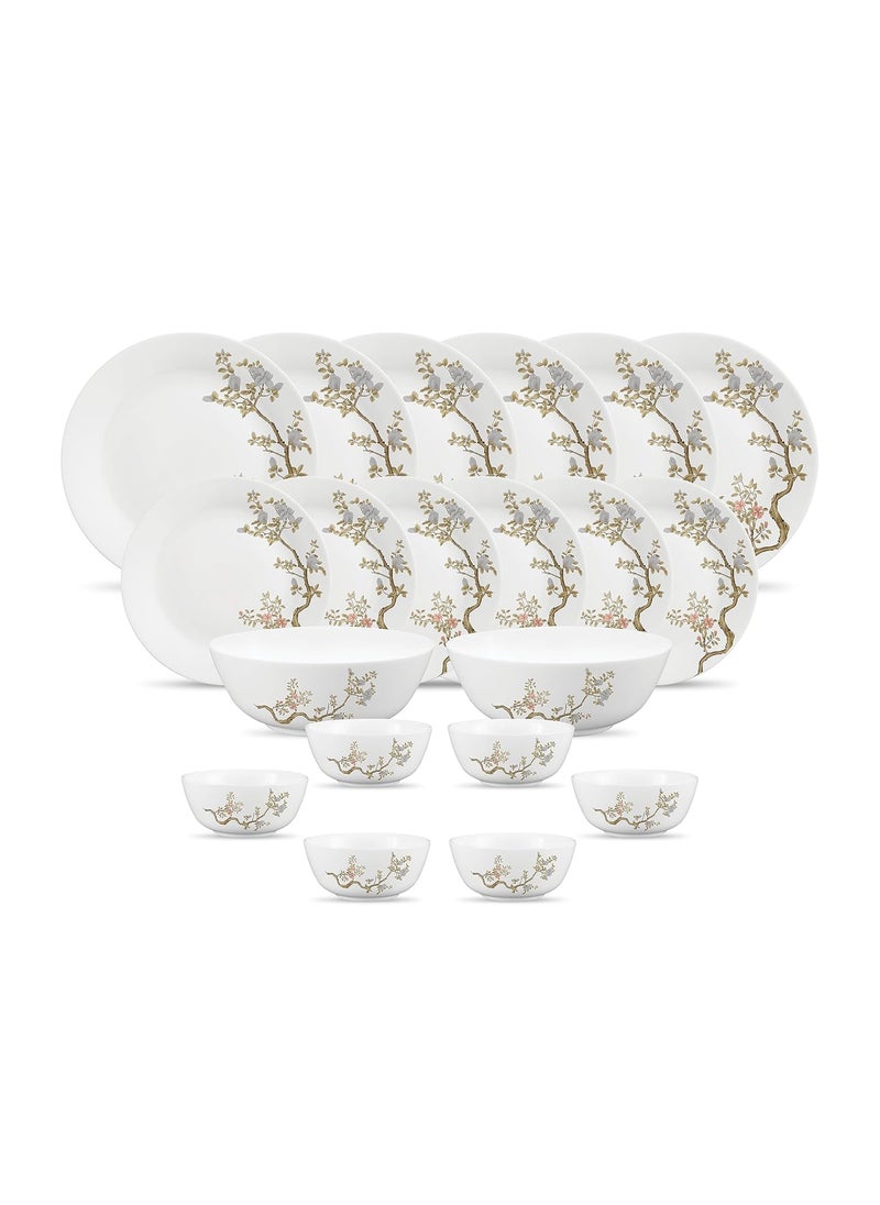 La Opala - Diva by La Opala, Pearl Collection, Opal Glass Dinner Set 20 pcs, Zen Garden, White - Image 1