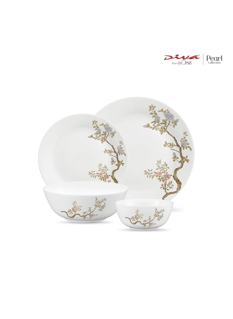 La Opala - Diva by La Opala, Pearl Collection, Opal Glass Dinner Set 20 pcs, Zen Garden, White - Image 1