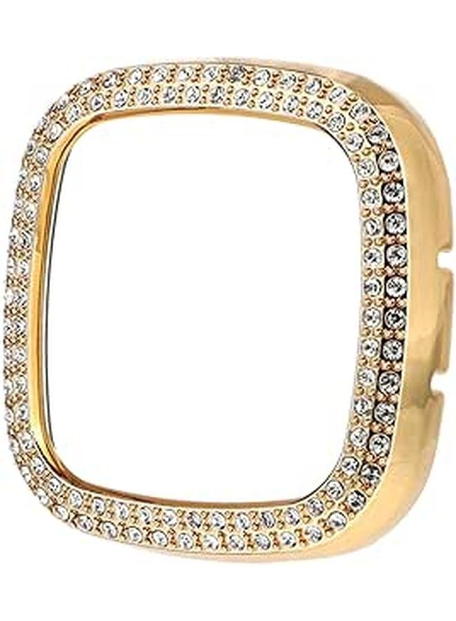 Gold Plated Rhinestone Protective Case Cover Compatible with Fitbit Sense Watch - Image 1