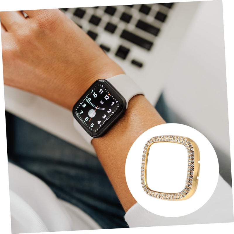 Gold Plated Rhinestone Protective Case Cover Compatible with Fitbit Sense Watch - Image 5