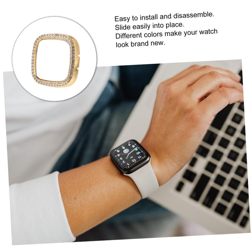 Gold Plated Rhinestone Protective Case Cover Compatible with Fitbit Sense Watch - Image 4