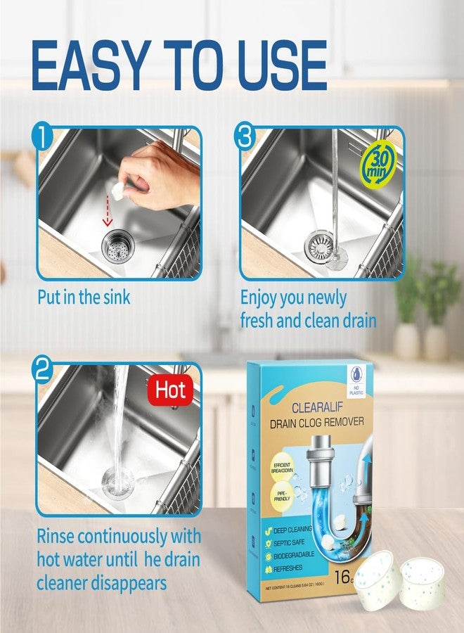 CLEARALIF Drain Clog Remover and Cleaner, 16 Pack, Unscented, - Image 4