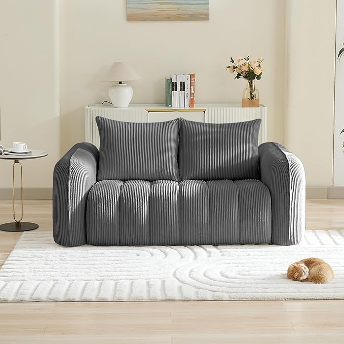 AROMA HOMES Modern Upholstered Loveseat Sofa Set with Comfortable Cushions in Grey