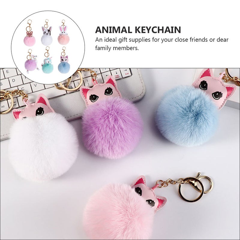 12 pcs Lovely animal Keychains Plush Doll Keyrings Decorative Car Keychain Decors - Image 5