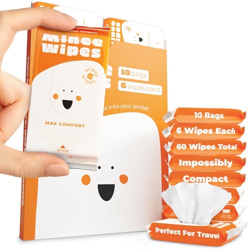 MOONIES Impossibly Compact Travel Wipes - 99.5% Water - Safe for Sensitive Skin & Hypoallergenic, Resealable, Thick & Durable - For Adults, Kids & Baby Care - Unscented, 10 Pack Total 60 Wipes - Image 1