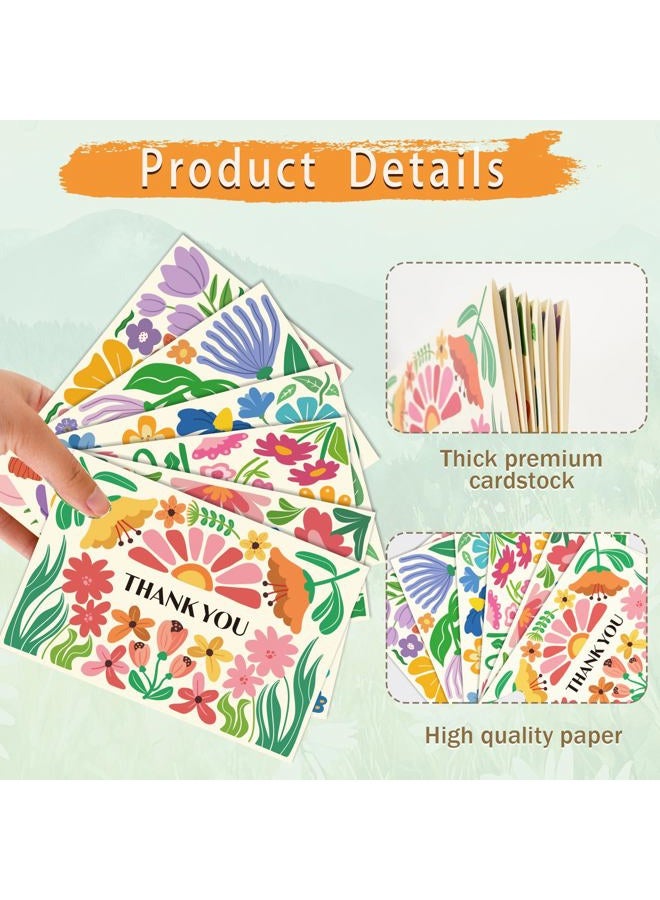 GRADESIN 24 Pack Thank You Cards Bulk with Envelopes & Stickers, 4×6 Inches Retro Abstract Florals Appreciation Cards for Spring Summer Birthday, Business, Wedding, Baby Shower, Graduations，6 Cover Designs - Image 3