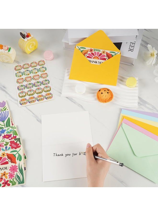 GRADESIN 24 Pack Thank You Cards Bulk with Envelopes & Stickers, 4×6 Inches Retro Abstract Florals Appreciation Cards for Spring Summer Birthday, Business, Wedding, Baby Shower, Graduations，6 Cover Designs - Image 5