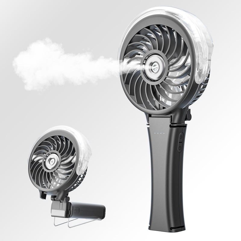 HandFan General purpose design 2025 Upgraded Portable Misting Fan, Two Button Easy Operation, Handheld Rechargeable Mister Fan, Spray Water Mist Fans, Mini Electric Cooling Fans for Travel, Outdoors, Disney(Black) Light & heavy use compatible - Image 1