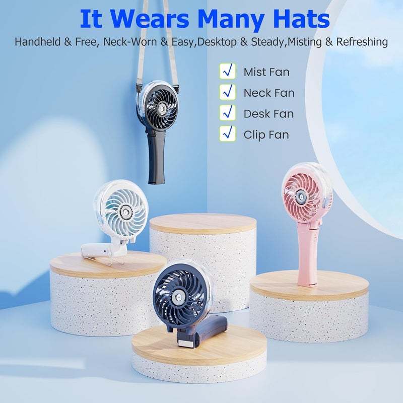 HandFan General purpose design 2025 Upgraded Portable Misting Fan, Two Button Easy Operation, Handheld Rechargeable Mister Fan, Spray Water Mist Fans, Mini Electric Cooling Fans for Travel, Outdoors, Disney(Black) Light & heavy use compatible - Image 4