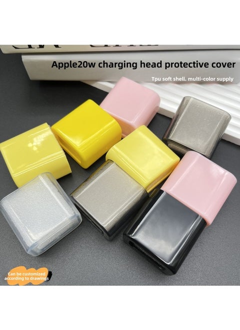 Applicable Apple20W Charger Protective Shell 18W Charging Head Protective Cover TPU Soft Shell Color Material-Color:Transparent Pink-Applicable Model:18/20W Universal Protective Sleeve [Single