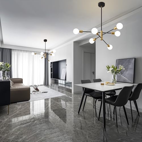 Deyidn Sputnik Chandelier Mid Century Modern Industrial E26 Pendant Lighting Chandeliers Ceiling Light Fixture Black and Gold Light for Living Room,Kitchen,Bedroom,Dining Room and Farmhouse - Image 3