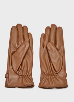 ELLA Faux Leather Metal Trim Detail Winter Glove  - Image 3