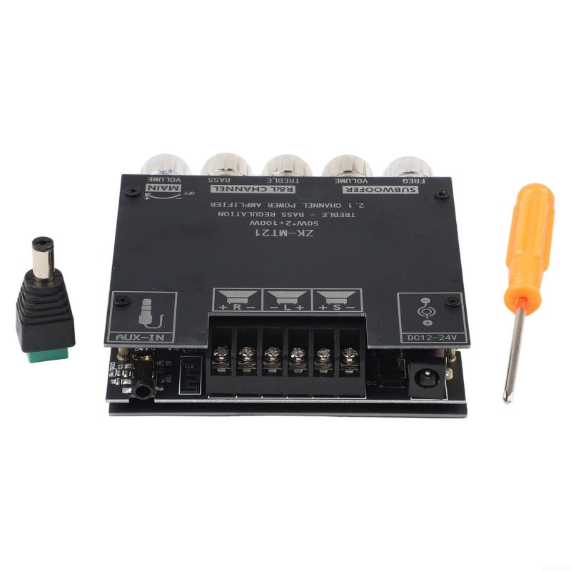 ZK MT21 2 1 Channel 5 0 Audio Amplifier Board 2x50W Plus 100W Stereo Power Amp Module with AUX Input Overheat Protection DC 12 24V - Image 3