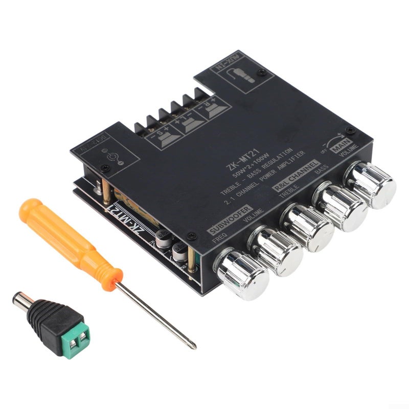 ZK MT21 2 1 Channel 5 0 Audio Amplifier Board 2x50W Plus 100W Stereo Power Amp Module with AUX Input Overheat Protection DC 12 24V - Image 2