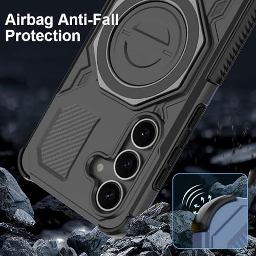 KARWAN Tough Shockproof Armor Back Case Cover Compatible with Samsung Galaxy S25 Plus with 360 Degree Rotation Magnetic Attraction Ring, Holder Heavy Duty Cover with MagEaze Wireless Charging (Grey) - Image 5