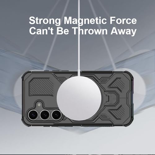 KARWAN Tough Shockproof Armor Back Case Cover Compatible with Samsung Galaxy S25 Plus with 360 Degree Rotation Magnetic Attraction Ring, Holder Heavy Duty Cover with MagEaze Wireless Charging (Grey) - Image 4