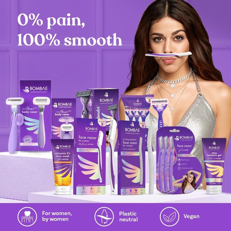 BOMBAE ماكينة حلاقة الوجه للنساء من شركة بومباي شيفينغ (عبوة من 3) - Image 5