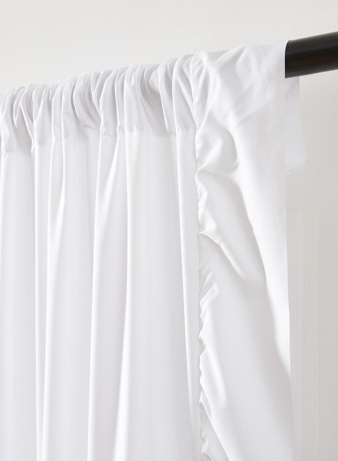SEEKRIGHT White Ruffle Curtains 84 Inches Long for Bedroom Living Room Soft Touch Fabric Rod Pocket Light Filtering Romantic Ruffle Curtains for Girls Room Opaque Window Privacy Decor, 2 Panels Set, 52x84 - Image 3