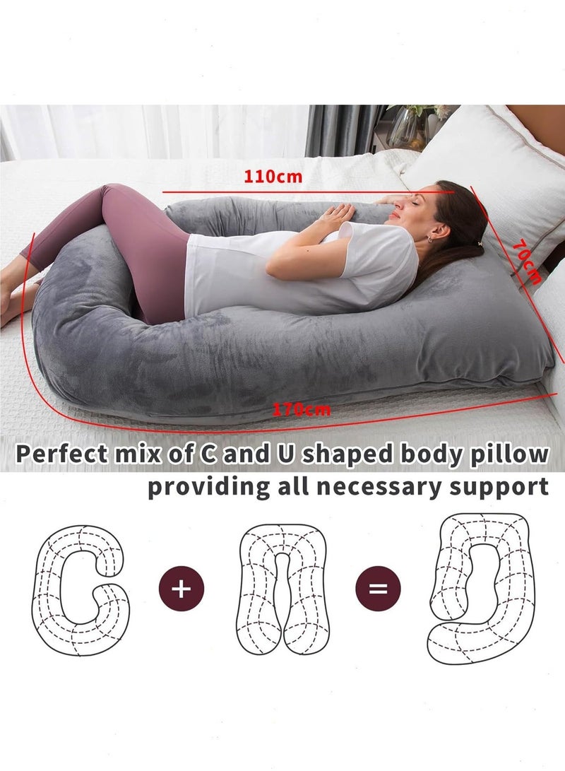 Yoawllty G Shaped Pregnancy Pillow for Sleeping - Full Body Maternity Pillow with Velvet Removable Cover, Supports Back, Hips, Legs & Belly for Pregnant Women, Back Pain Relief Pillow - Image 2