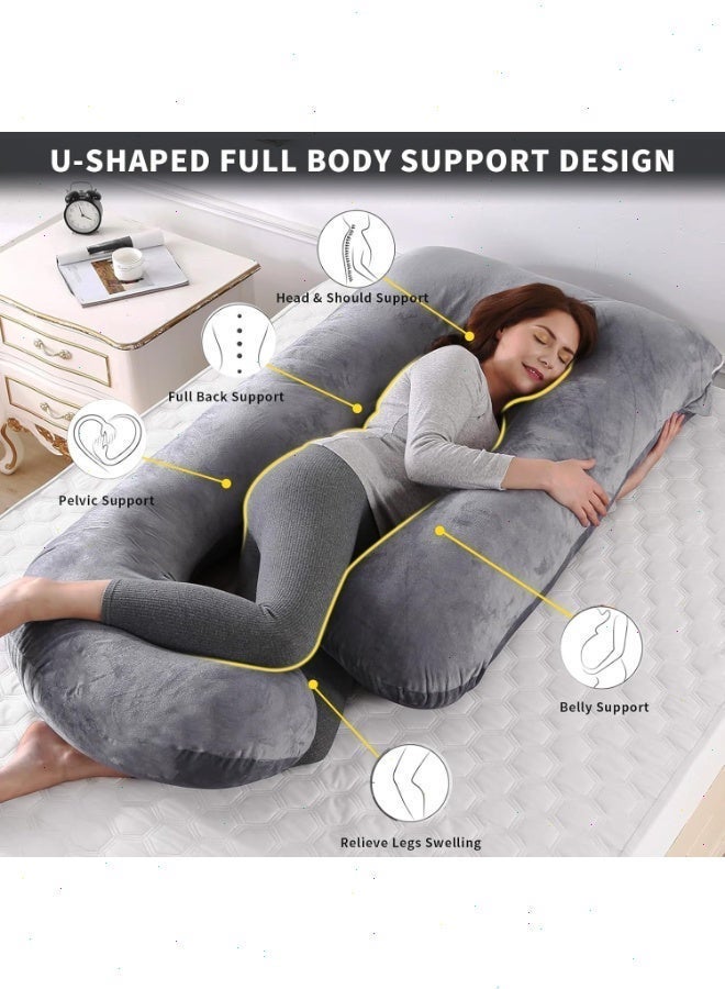 Yoawllty G Shaped Pregnancy Pillow for Sleeping - Full Body Maternity Pillow with Velvet Removable Cover, Supports Back, Hips, Legs & Belly for Pregnant Women, Back Pain Relief Pillow - Image 4