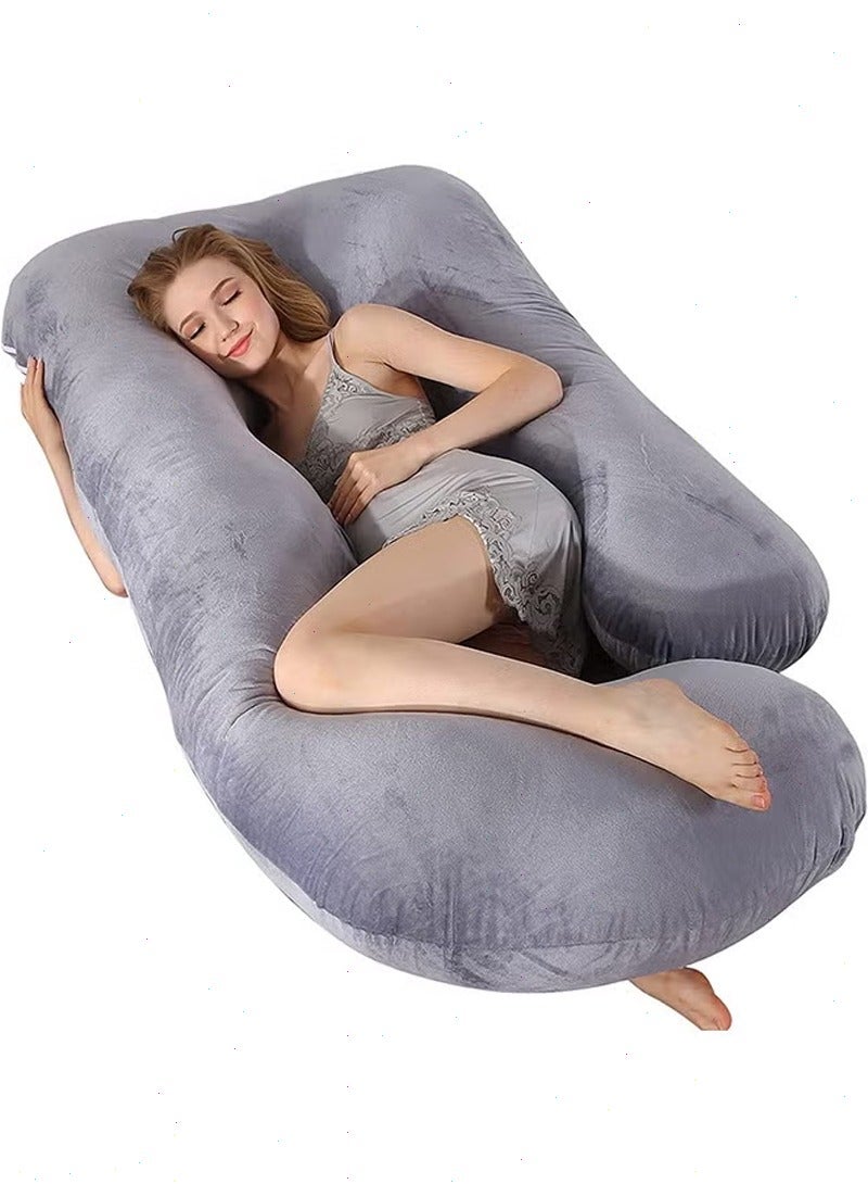 Yoawllty G Shaped Pregnancy Pillow for Sleeping - Full Body Maternity Pillow with Velvet Removable Cover, Supports Back, Hips, Legs & Belly for Pregnant Women, Back Pain Relief Pillow - Image 1