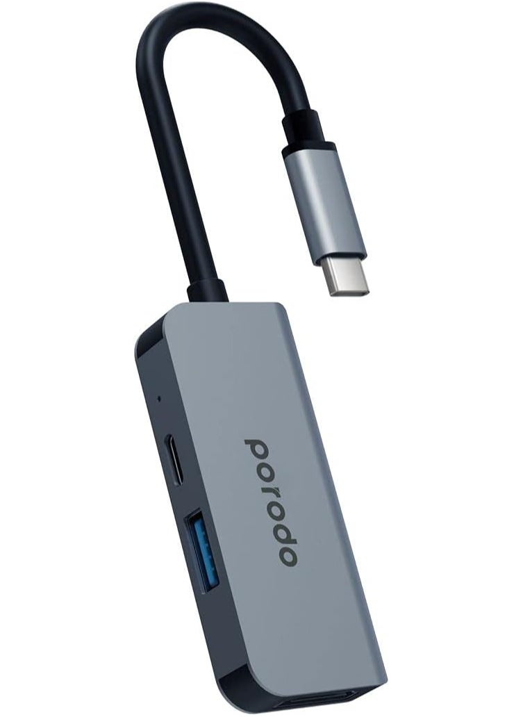 بورودو بورودو USB-C HUB، محول USB-C إلى HDMI 4K متعدد المنافذ، 3 في 1 مع منفذ USB 2.0 ومنفذ شحن ومحول HDMI رقمي، متوافق مع نينتندو سويتش / ماك بوك / كروم بوك بيكسل / ديل XPS13 / جالاكسي.  - Image 1