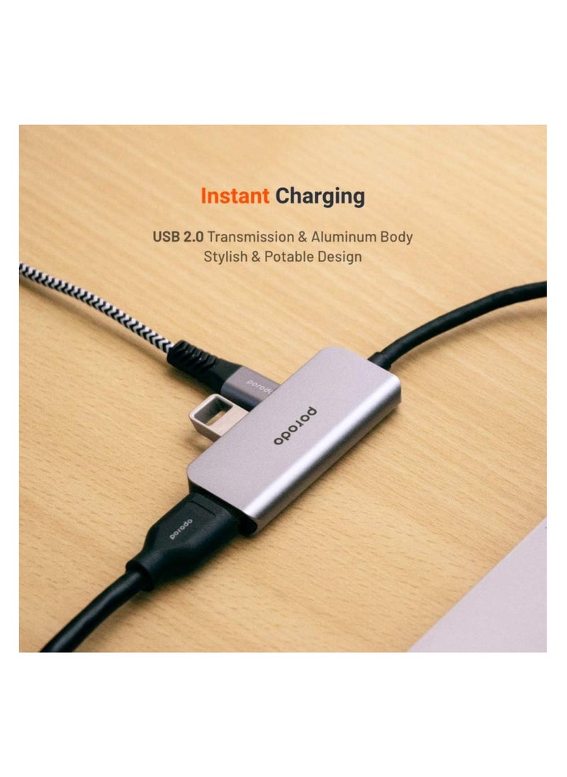 بورودو بورودو USB-C HUB، محول USB-C إلى HDMI 4K متعدد المنافذ، 3 في 1 مع منفذ USB 2.0 ومنفذ شحن ومحول HDMI رقمي، متوافق مع نينتندو سويتش / ماك بوك / كروم بوك بيكسل / ديل XPS13 / جالاكسي.  - Image 4