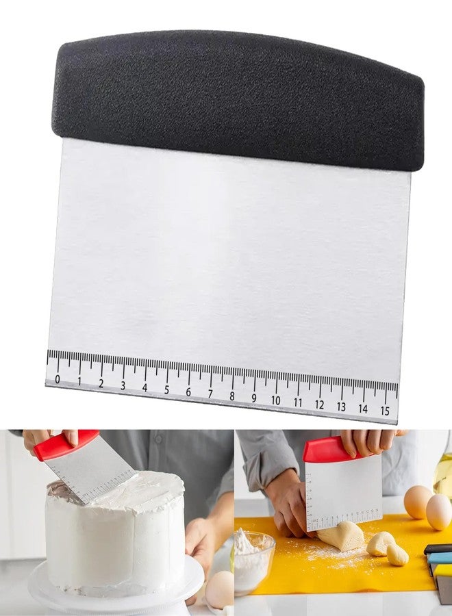 PureBake Stainless Steel Bench Scraper and Dough Cutter - Multi-Purpose Kitchen Tool with Contoured Grip for Baking and Cooking for Bread, Pizza, Pasta and Cookies - 1 PCS (Random Colour) - Image 1