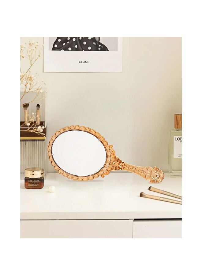 Generic Handheld Mirror, Hand Held Mirror with Handle, Small Travel Packet Compact Mirrors, Vintage Decorative Makeup Cosmetic Purse Mirrors for Girls Women(GOLDEN) - Image 3