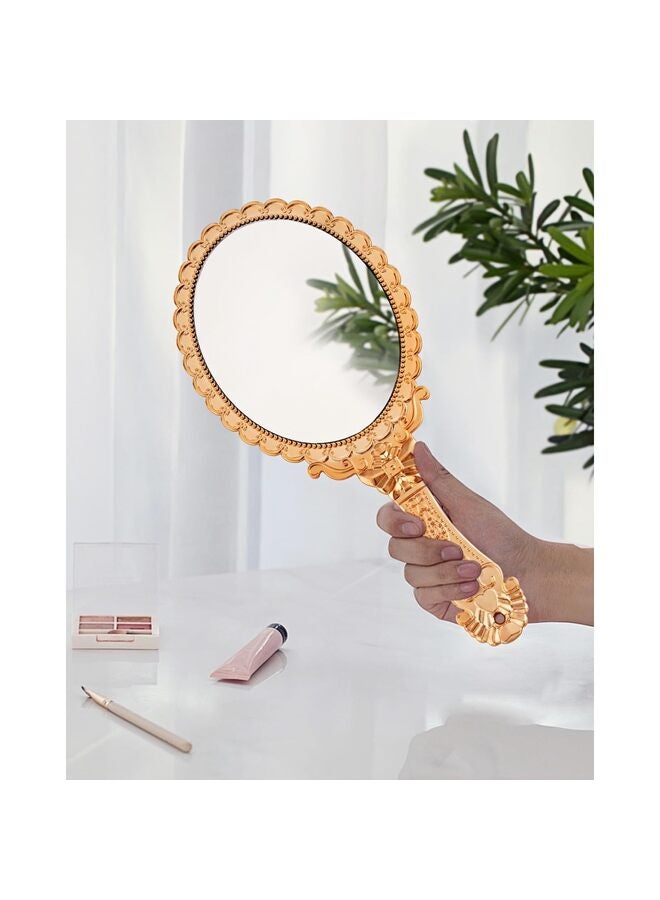 Generic Handheld Mirror, Hand Held Mirror with Handle, Small Travel Packet Compact Mirrors, Vintage Decorative Makeup Cosmetic Purse Mirrors for Girls Women(GOLDEN) - Image 1