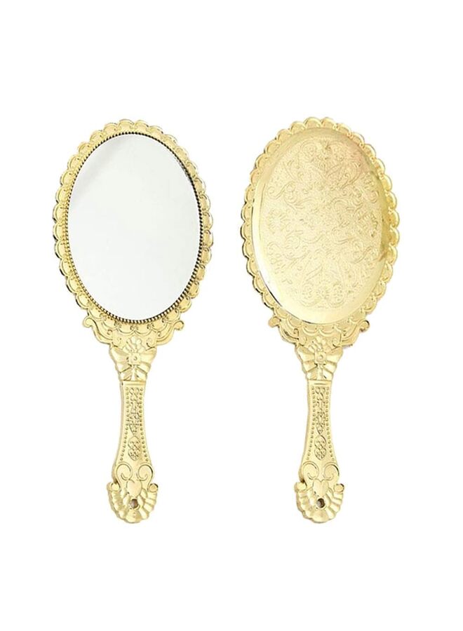 Generic Handheld Mirror, Hand Held Mirror with Handle, Small Travel Packet Compact Mirrors, Vintage Decorative Makeup Cosmetic Purse Mirrors for Girls Women(GOLDEN) - Image 4