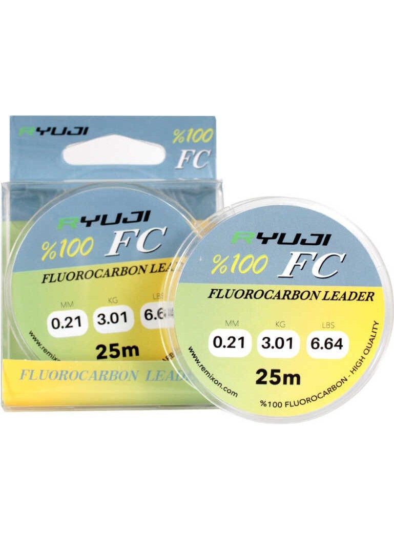 Ryuji - Fluoro Carbon Leader 25M, Fishing Line Standard-0.14 - Image 1