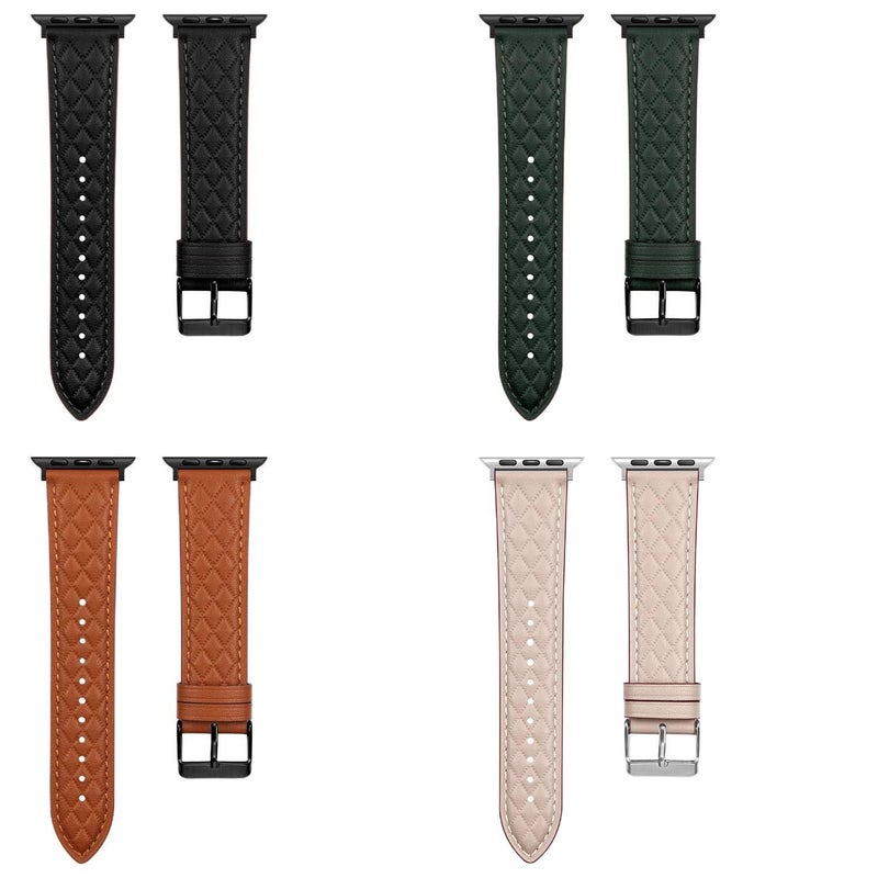 LL Brown Classic Leather Strap Smartwatch Band Compatible with Apple Watch with Adjustable Fit Replacement Strap for Daily Wear - Image 1