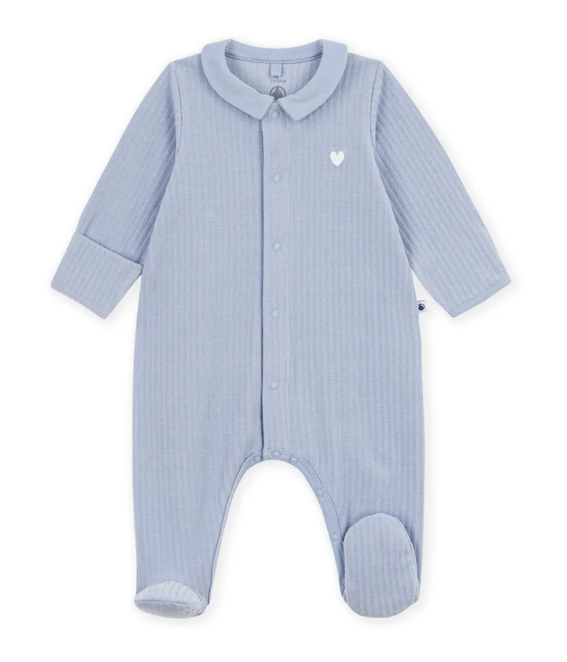 بيتي باتو Babies' Plain Velour Pyjama Suit With A Collar