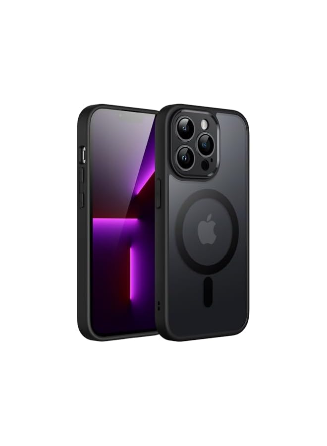 JETech Magnetic Case for iPhone 13 Pro 6.1-Inch, Compatible with MagSafe, Translucent Matte Back Camera Lens Full Protection Slim Shockproof Phone Cover (Black) - Image 1