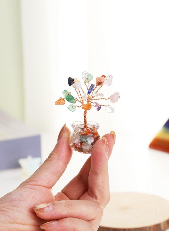Jovivi 12pcs Chakra Crystal Tree Set Tree of Life Gemstone Money Trees with Glass Base,Natural Healing Crystals and Stones for Positive Energy Good Luck Home Office Decor for Women Mom Birthday Gifts - Image 3