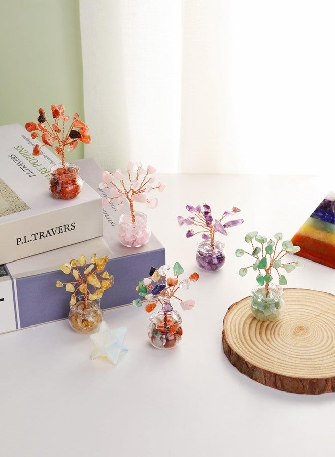 Jovivi 12pcs Chakra Crystal Tree Set Tree of Life Gemstone Money Trees with Glass Base,Natural Healing Crystals and Stones for Positive Energy Good Luck Home Office Decor for Women Mom Birthday Gifts - Image 2