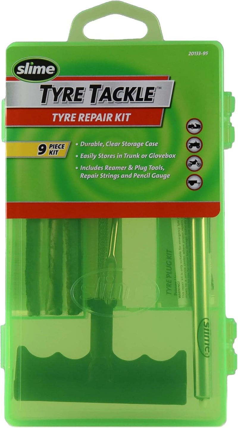 Slime 20133-95 Tyre Repair Tackle Kit, For All Tyres, Quick and Easy Repair, 9-Piece Set Changing environment compatible - Image 1