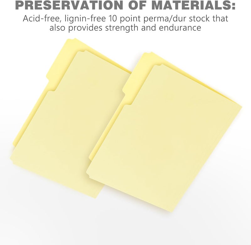 Lineco Archival Letter Size File Folders. Organize Important Documents, Prints, Photos. 9.5" x 11.75" with 1/3-Cut Tab, Acid-Free, Lignin-Free Light Tan 10 Pt. Perma/Dur Folder Stock. Pack of 25 - Image 4