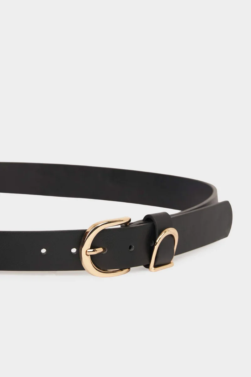 ديفاكتو Woman Oval Buckle Faux Leather Belt
