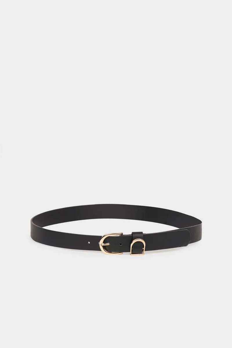ديفاكتو Woman Oval Buckle Faux Leather Belt